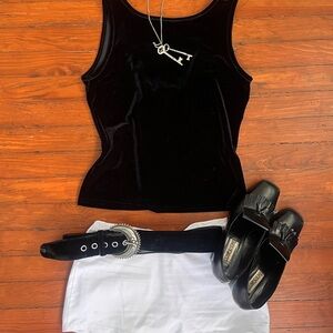 Vintage 90s Velvet Boat Neck Top